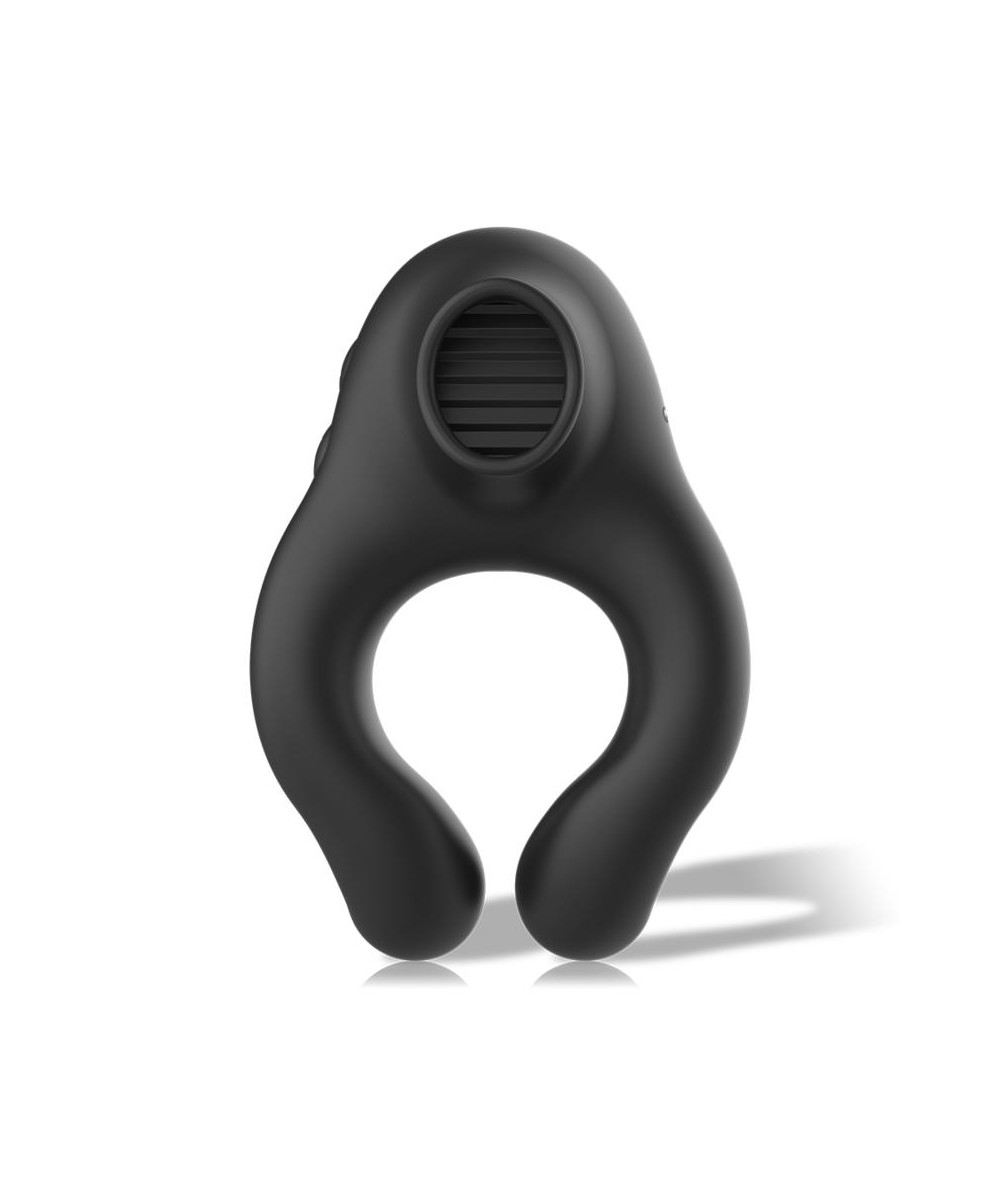 ARMONY - ANILLO VIBRADOR SILICONA 3 MOTORES RECARGABLE NEGRO - DORADO