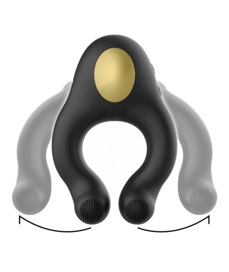 ARMONY - ANILLO VIBRADOR SILICONA 3 MOTORES RECARGABLE NEGRO - DORADO