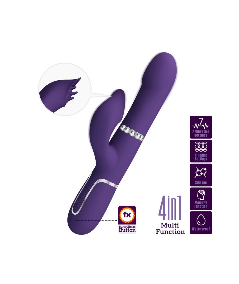 PRETTY LOVE - ZALIN VIBRADOR RABBIT PERLAS 4 EN 1 MORADO