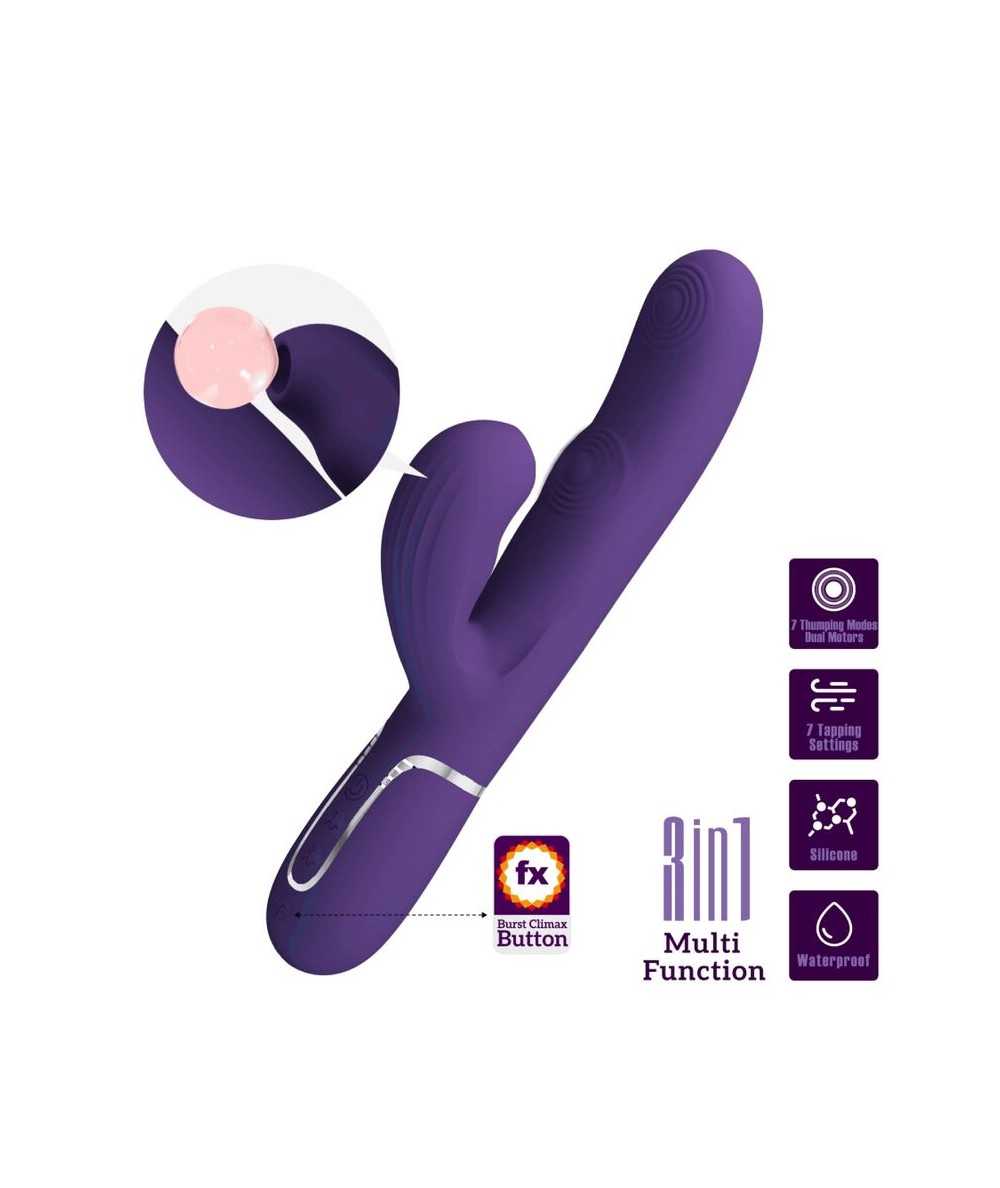 PRETTY LOVE - PERLITA VIBRADOR PUNTO G 3 EN 1 MULTIFUNCIÓN MORADO