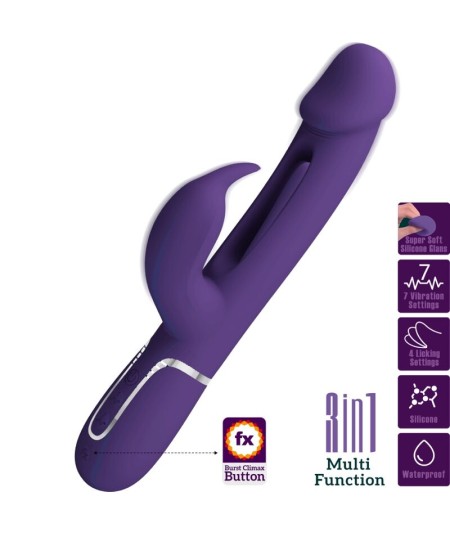 PRETTY LOVE - KAMPAS VIBRADOR RABBIT 3 EN 1 MULTIFUNCIÓN CON LENGUA VIOLETA