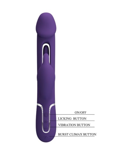 PRETTY LOVE - KAMPAS VIBRADOR RABBIT 3 EN 1 MULTIFUNCIÓN CON LENGUA VIOLETA