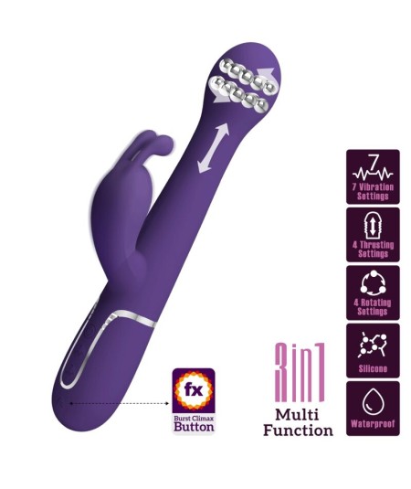 PRETTY LOVE - DEJON VIBRADOR RABBIT 3 EN 1 MULTIFUNCIÓN MORADO