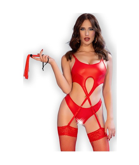 CHILIROSE - CR 4625 SET CUATRO PIEZAS CROTCHLESS ROJO M