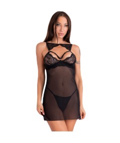 LIVCO CORSETTI FASHION - KROLINA LC 90734 CHEMISE + TANGA NEGRO S/M