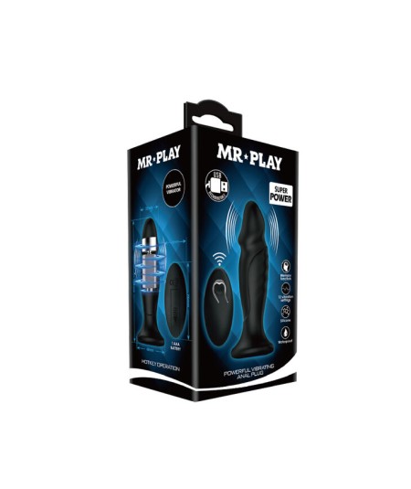 MR PLAY - PLUG ANAL CON VIBRACION NEGRO CONTROL REMOTO