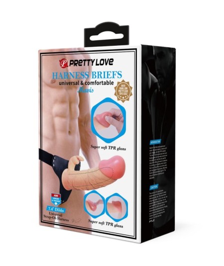 PRETTY LOVE - MAVIS HARNESS BRIEFS UNIVERSAL CON DILDO 19 CM NATURAL