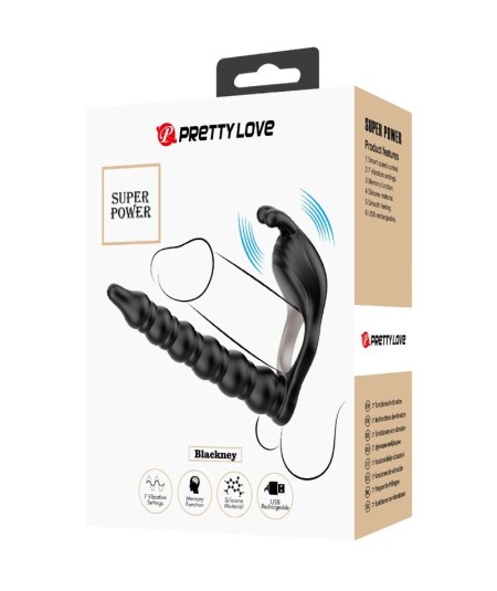 PRETTY LOVE - BLACKNEY ANILLO PENE CON PLUG VIBRADOR NEGRO