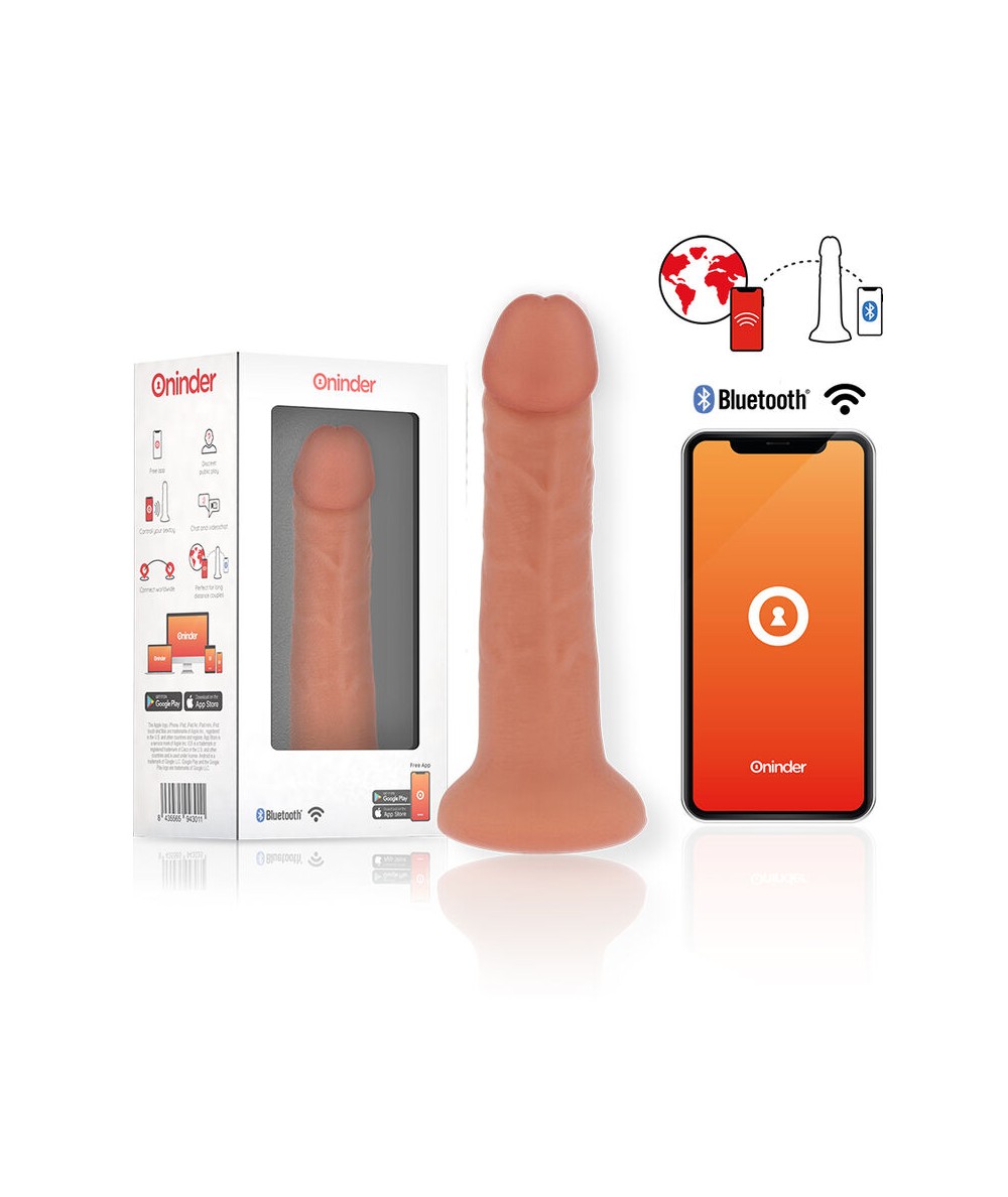 ONINDER - LARGE BOGOTÁ DILDO VIBRADOR 9 VELOCIDADES NATURAL 22 CM -O- 4.5 CM - APP GRATUITA