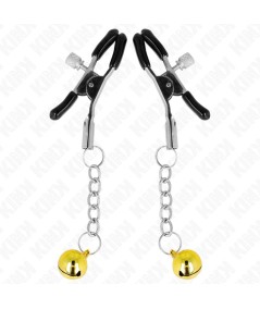 KINK - PINZAS PARA PEZONES CON COLGANTE DE CASCABEL DORADO 6 CM