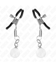 KINK - PINZAS PARA PEZONES PLATEADAS CON COLGANTE DE VIDRIO 6 CM