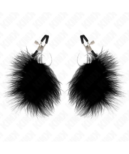 KINK - PINZAS PARA PEZONES CON PLUMA NEGRO 7 CM