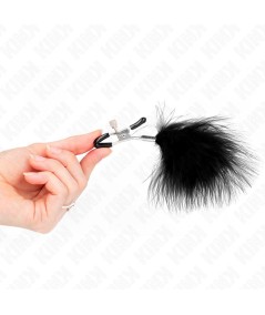 KINK - PINZAS PARA PEZONES CON PLUMA NEGRO 7 CM