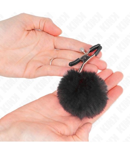 KINK - PINZAS PARA PEZONES CON POMPÓN NEGRO 6 CM