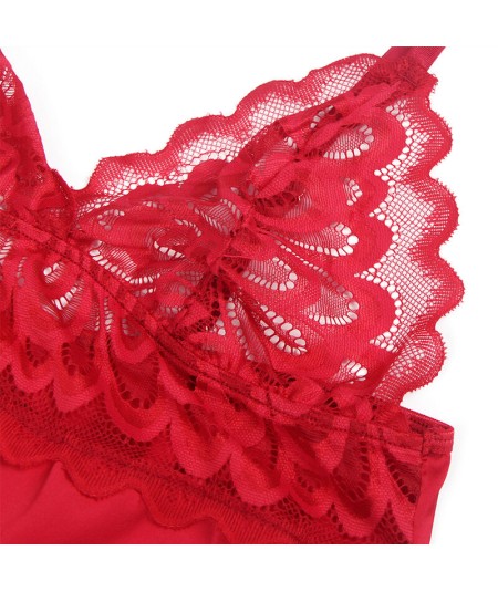 SUBBLIME - BABYDOLL SATINADO CON ENCAJE ROJO S/M