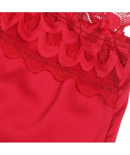 SUBBLIME - BABYDOLL SATINADO CON ENCAJE ROJO L/XL