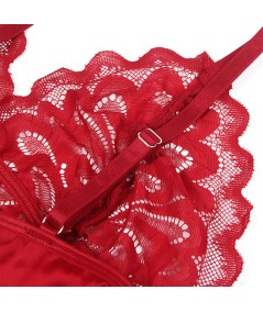 SUBBLIME - BABYDOLL SATINADO CON ENCAJE ROJO L/XL