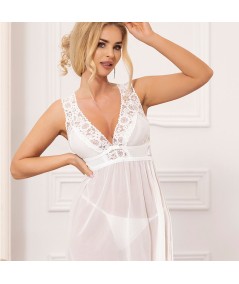 SUBBLIME - BABYDOLL ESCOTE EN V DE ENCAJE BLANCO S/M