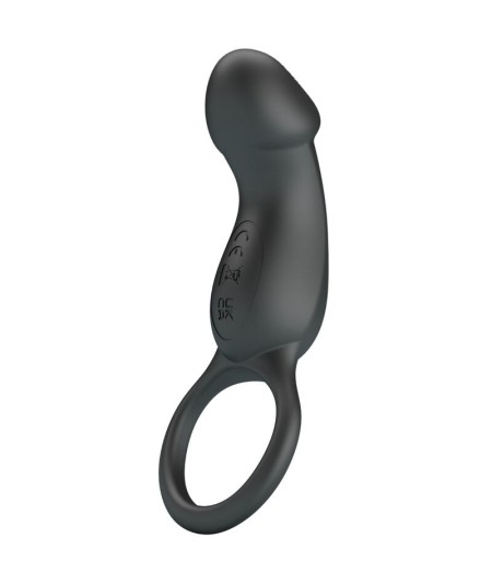 PRETTY LOVE - TRAE ANILLO VIBRADOR CON ESTIMULADOR NEGRO