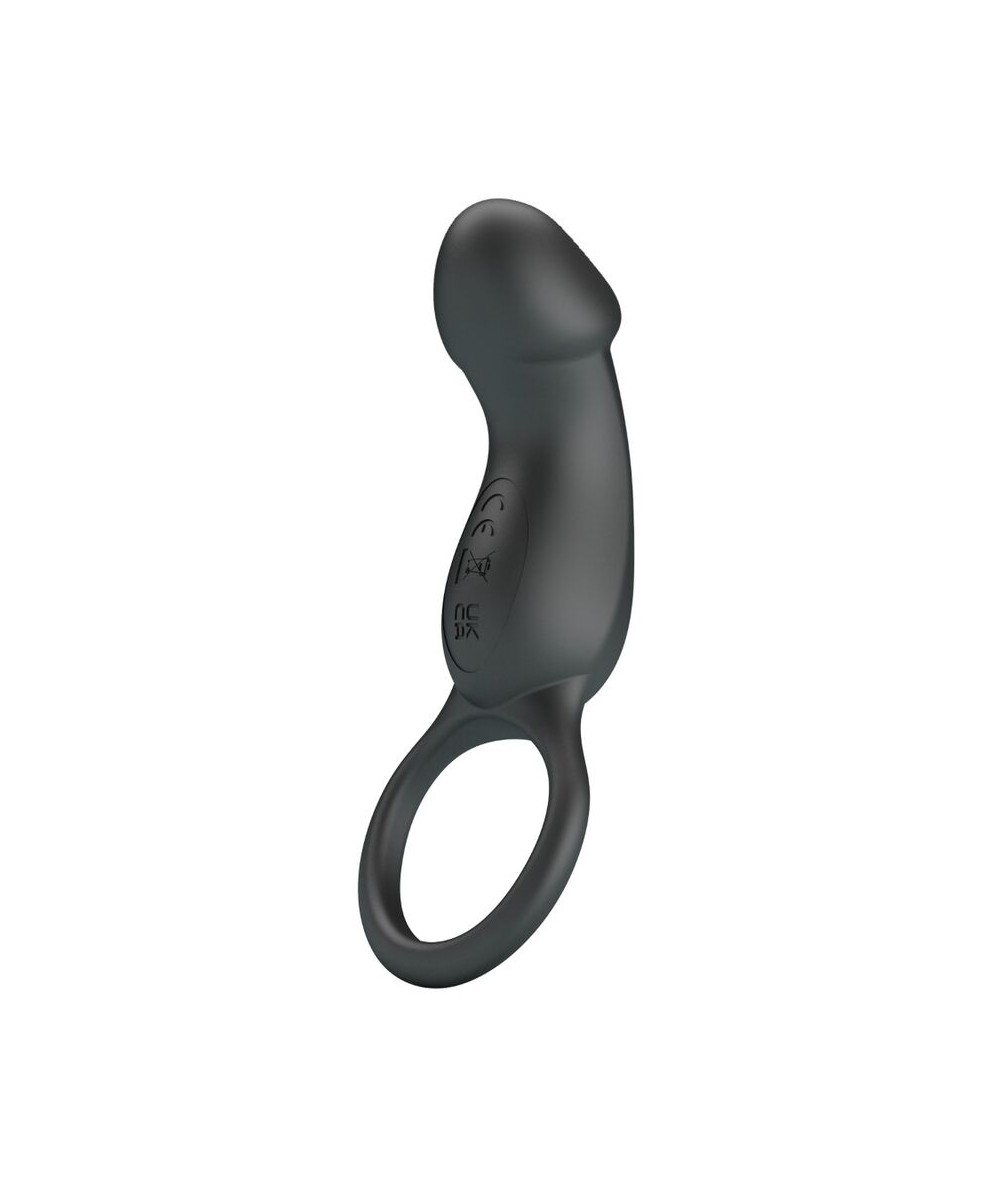 PRETTY LOVE - TRAE ANILLO VIBRADOR CON ESTIMULADOR NEGRO