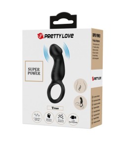 PRETTY LOVE - TRAE ANILLO VIBRADOR CON ESTIMULADOR NEGRO