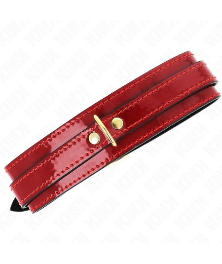 KINK - COLLAR AJUSTABLE ROJO VINO DETALLES DORADOS 29-42.5 CM X 4 CM