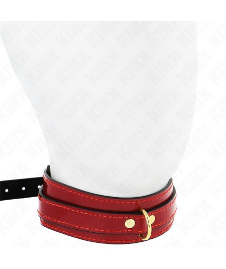 KINK - COLLAR AJUSTABLE ROJO VINO DETALLES DORADOS 29-42.5 CM X 4 CM