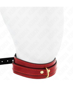 KINK - COLLAR AJUSTABLE ROJO VINO DETALLES DORADOS 29-42.5 CM X 4 CM