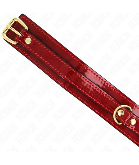 KINK - COLLAR AJUSTABLE ROJO VINO DETALLES DORADOS 29-42.5 CM X 4 CM