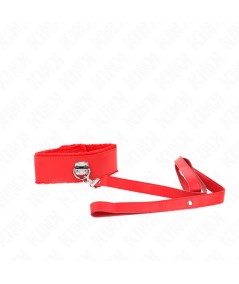 KINK - COLLAR CON CORREA 116 CM CON TACHUELAS PLATEADAS MODELO 4 ROJO AJUSTABLE 40-48 CM X 6 CM