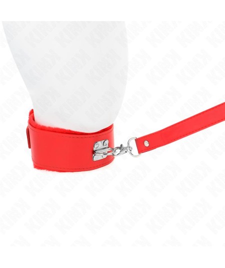 KINK - COLLAR CON CORREA 116 CM CON TACHUELAS PLATEADAS MODELO 4 ROJO AJUSTABLE 40-48 CM X 6 CM