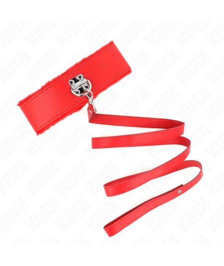 KINK - COLLAR CON CORREA 116 CM CON TACHUELAS PLATEADAS MODELO 4 ROJO AJUSTABLE 40-48 CM X 6 CM