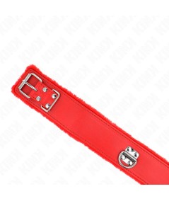 KINK - COLLAR CON CORREA 116 CM CON TACHUELAS PLATEADAS MODELO 4 ROJO AJUSTABLE 40-48 CM X 6 CM