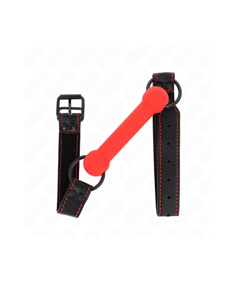 KINK - MORDAZA FORMA DE HUESO CON CORREA POLIPIEL ROJO AJUSTABLE 41-57 CM