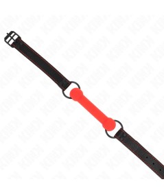 KINK - MORDAZA FORMA DE HUESO CON CORREA POLIPIEL ROJO AJUSTABLE 41-57 CM