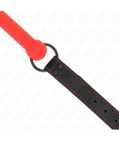 KINK - MORDAZA FORMA DE HUESO CON CORREA POLIPIEL ROJO AJUSTABLE 41-57 CM