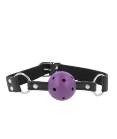 KINK - MORDAZA DE BOLA 4 CM TRANSPIRABLE CON DOBLE REMACHE MORADO 62 x 2.5 CM AJUSTABLE 42-58 CM