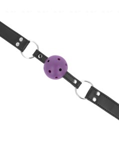 KINK - MORDAZA DE BOLA 4 CM TRANSPIRABLE CON DOBLE REMACHE MORADO 62 x 2.5 CM AJUSTABLE 42-58 CM