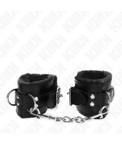 KINK - MUÑEQUERAS FORRADAS NEGRO CON CORREA NEGRO AJUSTABLE 20-29 CM X 5.5 CM