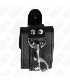 KINK - MUÑEQUERAS ESTILO MAZMORRA CON CERRADURA NEGRO AJUSTABLE 21-28 CM X 5.5 CM