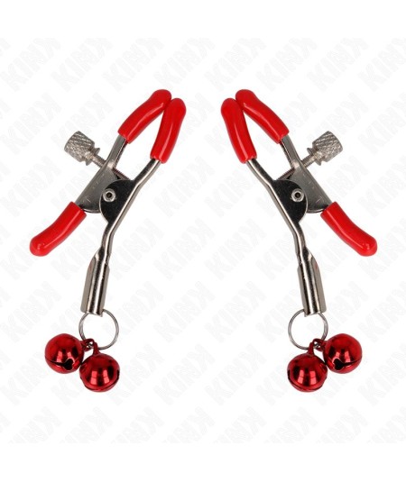 KINK - PINZAS PARA PEZONES ROJAS CON DOBLE CAMPANILLA ROJO 6 CM