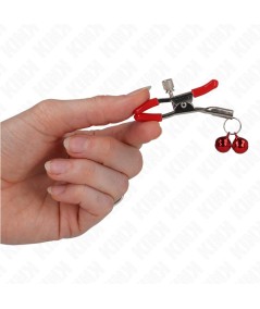 KINK - PINZAS PARA PEZONES ROJAS CON DOBLE CAMPANILLA ROJO 6 CM