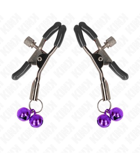 KINK - PINZAS PARA PEZONES CON DOBLE CAMPANILLA VIOLETA 6 CM