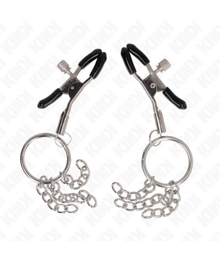 KINK - PINZAS PARA PEZONES CON ARO Y PEQUEÑAS CADENAS PLATEADO 6 CM