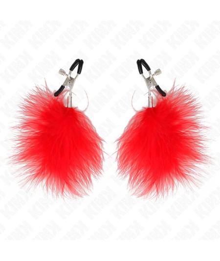 KINK - PINZAS PARA PEZONES CON PLUMA ROJO 7 CM