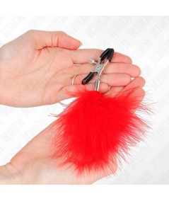 KINK - PINZAS PARA PEZONES CON PLUMA ROJO 7 CM