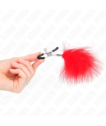 KINK - PINZAS PARA PEZONES CON PLUMA ROJO 7 CM