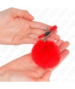 KINK - PINZAS PARA PEZONES CON POMPÓN ROJO 6 CM