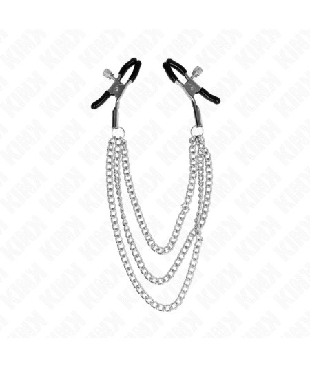 KINK - PINZAS PARA PEZONES CON TRIPLE CADENA PLATEADO 20/23/28 CM