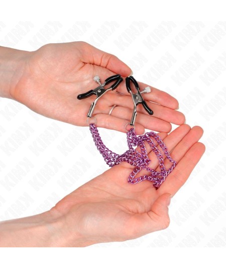 KINK - PINZAS PARA PEZONES CON TRIPLE CADENA VIOLETA 20/23/28 CM